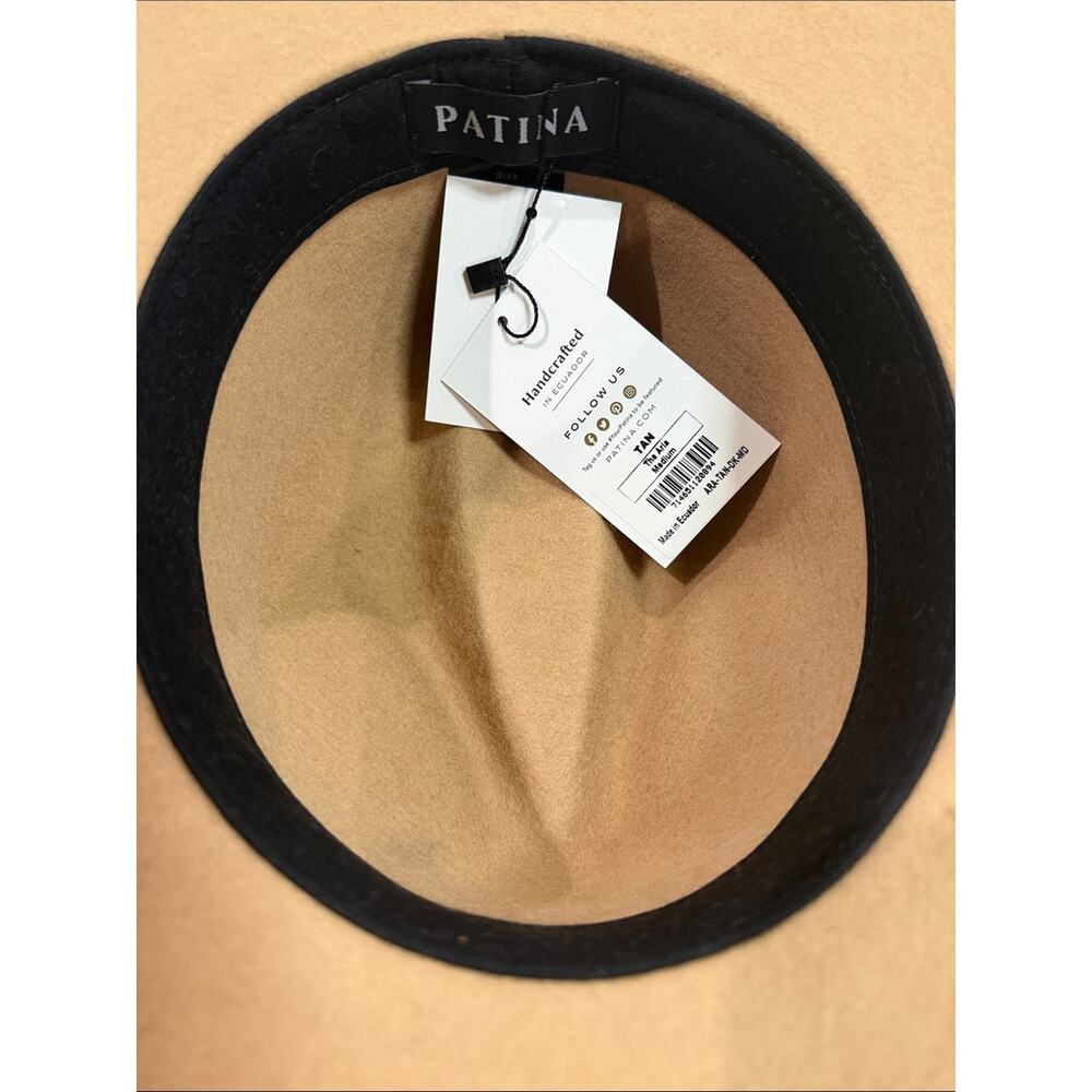 Patina The Aria Tan Wool Fedora Western Hat Handcrafted Wide Brim M - Picture 5 of 9